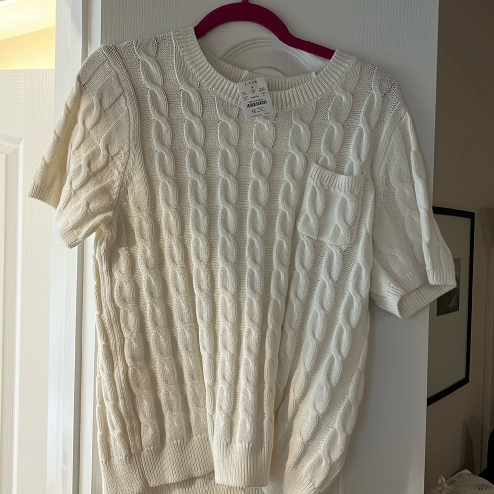 J Crew Cable Short Sleeve Sweater